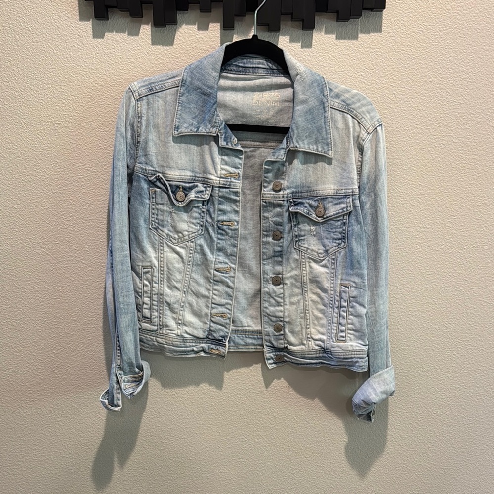 Zara Blue Distressed Jean Jacket